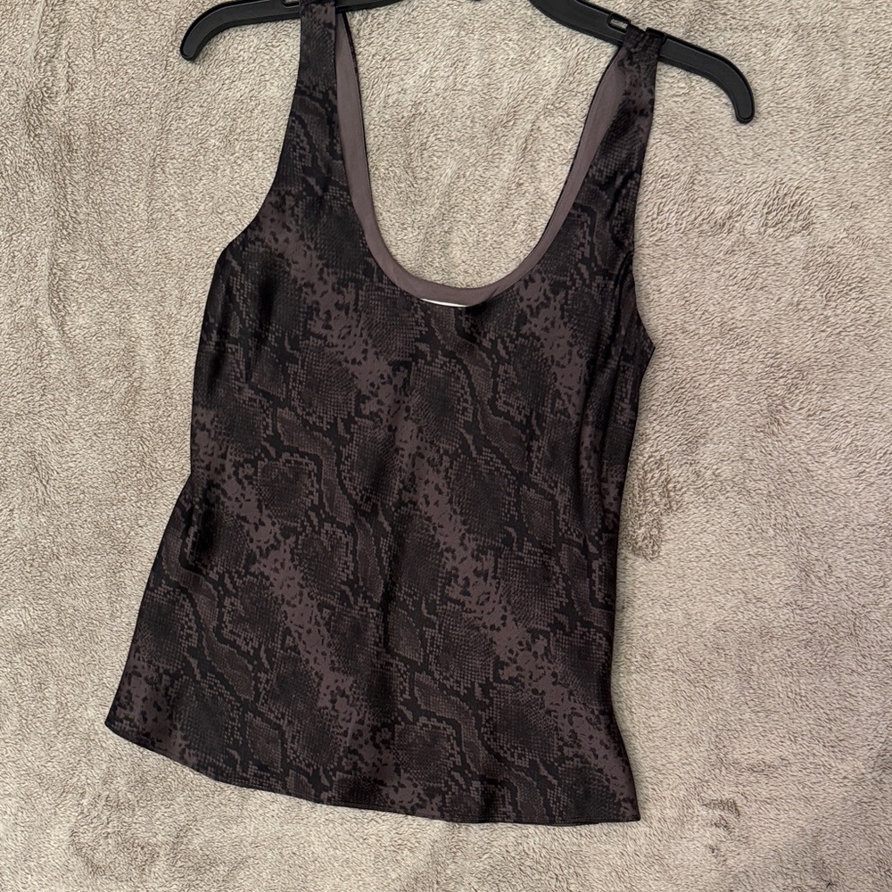 Cami NYC Black Snake Print Silk Tank Top